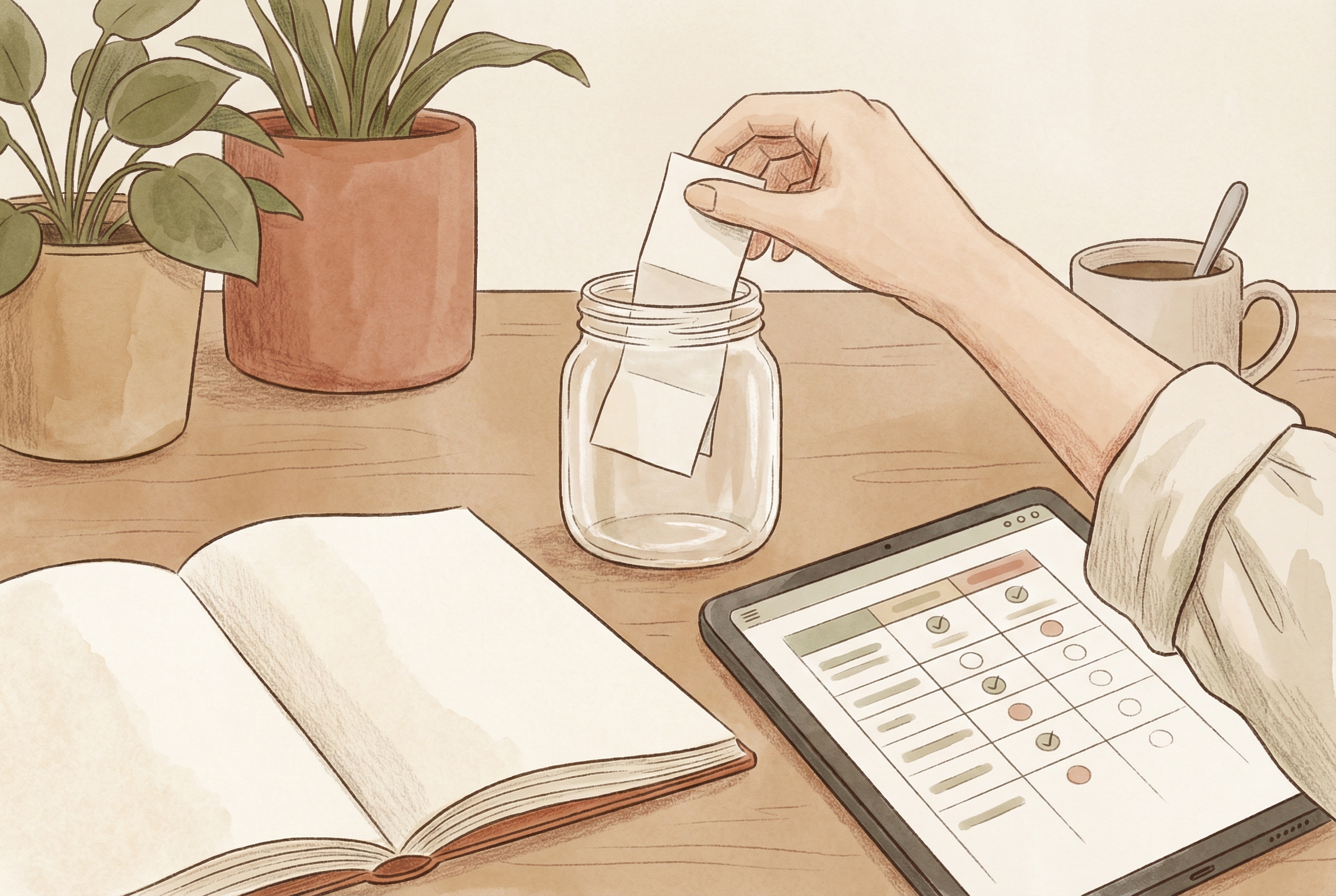 Putting a prompt into the jar (a simple Notion TBR jar ritual)